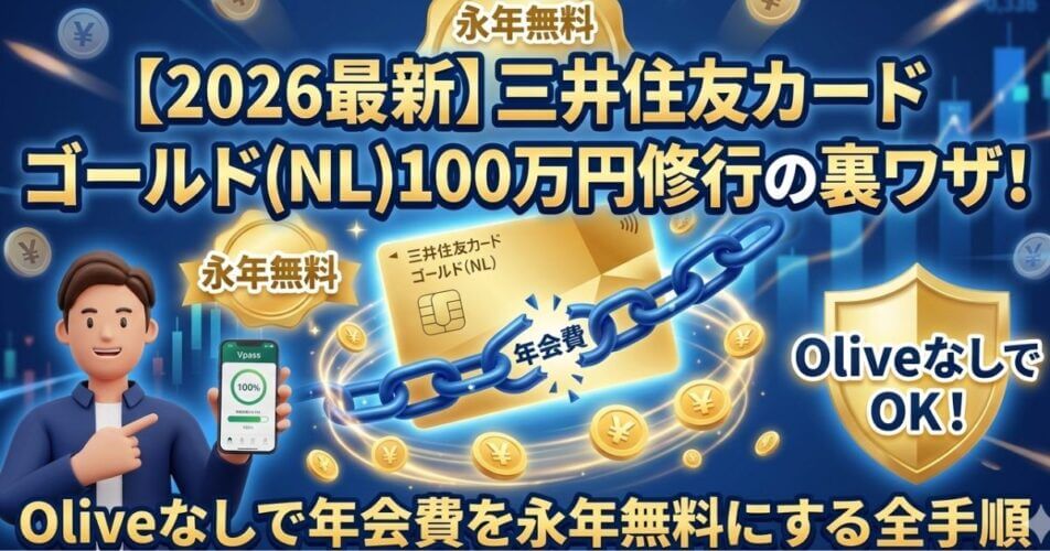 【2026最新】三井住友カード ゴールド(NL)100万円修行の裏ワザ！Oliveなしで年会費を永年無料にする全手順